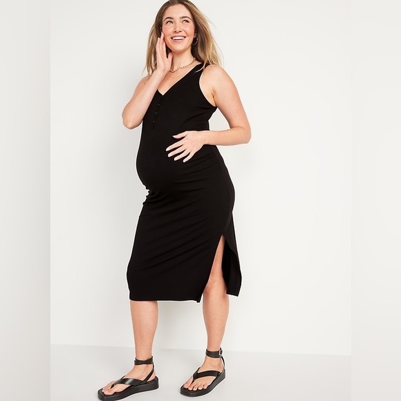 Old Navy Maternity Sleeveless Rib-Knit Henley Midi Dress - 2 Pack! Size Small - Picture 6 of 6